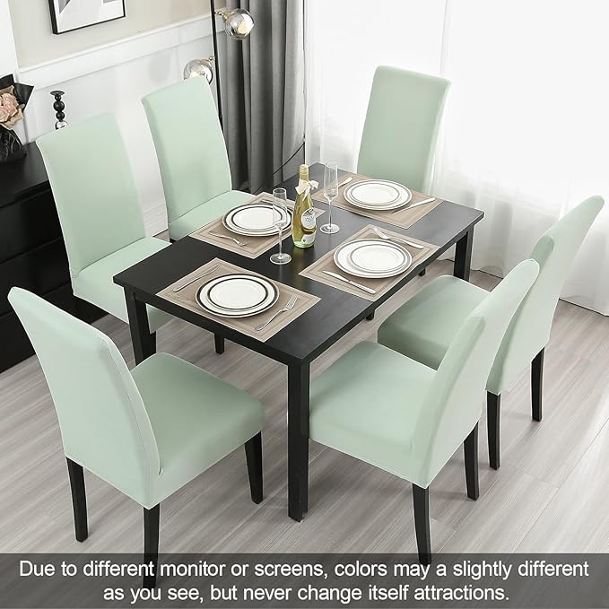 JQinHome Smoke Green Chair Covers for Dining Room Set of 8, High Stretch Removable Washable Parsons Chair Slipcover for Home Party Hotel Wedding Ceremony (8PCS, Smoke Green)-Ruum Studio Home