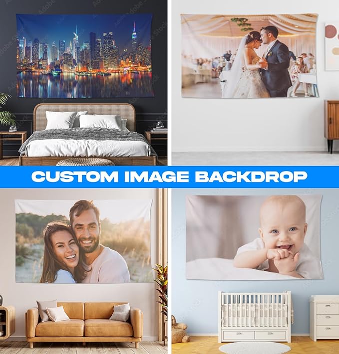 Personalized Custom Tapestry - Ships Next Business Day, Made in USA - Upload Your Own Image for a Unique Wall Hanging Backdrop, Perfect for Home & Living Room Decor, Bedroom Wall Art (60x103)-Ruum Studio Home