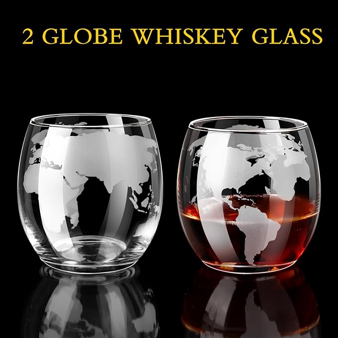 Whiskey Glass for Men, Whiskey Globe Glass for Liquor, Bourbon, Vodka, Cocktails, Scotch liquor Father's Day Anniversary Unique Gifts - 310ml Gifts for Men, 2 pcs-Ruum Studio Home