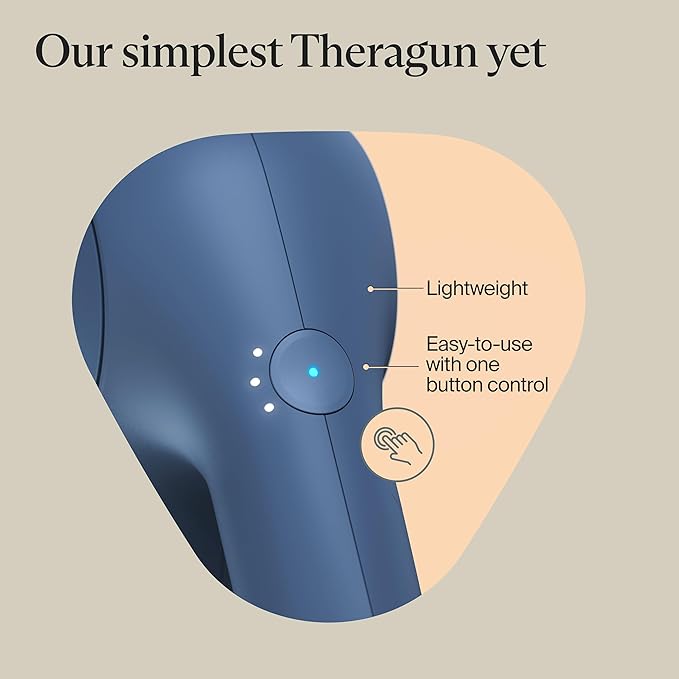 TheraGun Therabody Relief Handheld Percussion Massage Gun - Easy-to-Use, Comfortable & Light Personal Massager for Every Day Pain Relief Massage Therapy in Neck, Back, Leg, Shoulder and Body (Navy)-Ruum Studio Home
