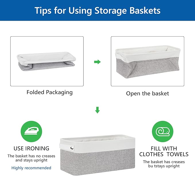 Bidtakay Small Bins for Organization Fabric Baskets for Toilet Paper Storage [4-Pack] Collapsible Narrow Baskets for Towels Socks Organizer Decorative Bins for Nursery Closet Cabinet -15x6x5.5In-Ruum Studio Home