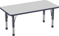 FDP Rectangle Activity School and Kids Classroom Table (24 x 48 inch), Toddler Legs, Adjustable Height 15-24 inches - Gray Top and Navy Edge-Ruum Studio Home