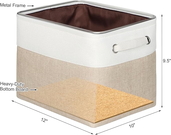 Kntiwiwo Foldable Storage Bin Collapsible Basket 12" x 10" x 9.5" Cube Storage Organizer Bins with Dual Carry Handles for Home Closet Shelves Drawers Organizer, Set of 3, Beige-Ruum Studio Home