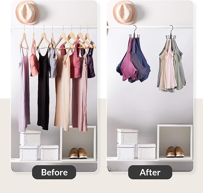 ZEDODIER Tank Top Hanger, Rotatable Bra Organzier for Closet, Max 24 Storage Capacity Sport Bra Holder, Metal Space Saving Closet Organizers and Storage, Black-Ruum Studio Home