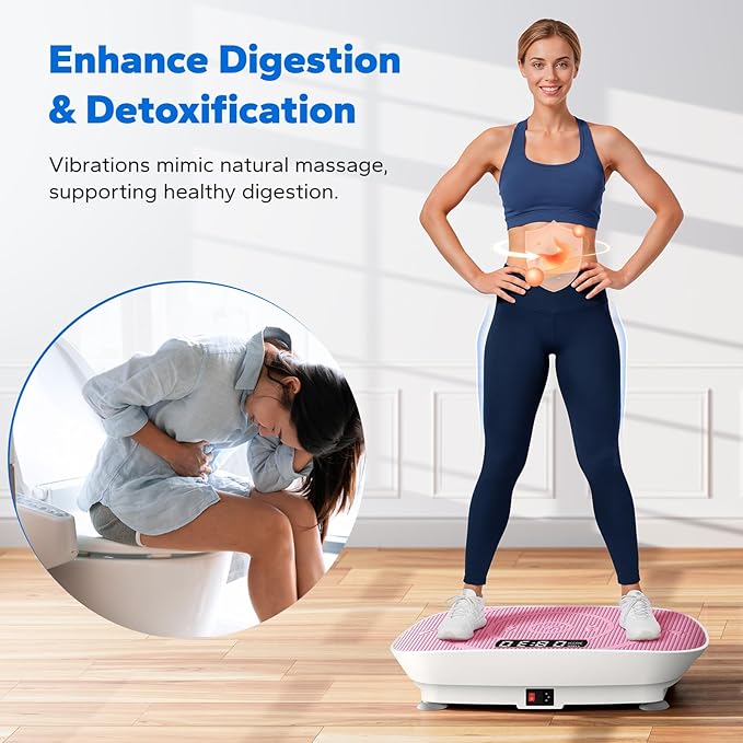 MERACH Slim Vibration Plate Exercise Machine, Vibration Plate for Lymphatic Drainage Weight Loss, Vibrating Plate with Real-Time Calorie Tracking on LED Display, Workout Equipment for Home Women Men-Ruum Studio Home