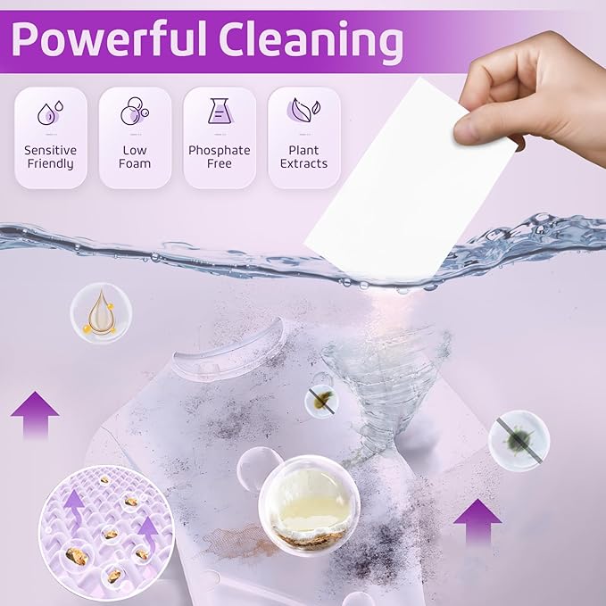 Poesie Laundry Detergent Sheets Lavender Scent 3 Pack 480 Sheets 240 Loads Laundry Strips No Plastic Jug Liquidless Travel Portable Laundry Detergent HE for Camping Dorm Life-Ruum Studio Home