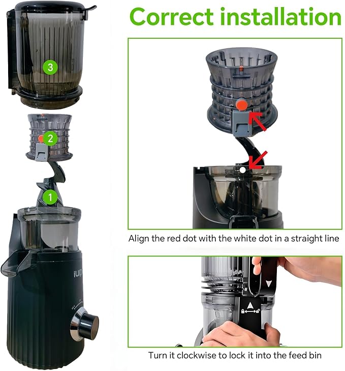 Cold Press Juicer, Slow Masticating Juicer Machines for Whole Vegetable and Fruit, 4.3" Feed Chute, BPA Free, Quiet Easy Clean Juicer to Unlock Fresh & Nutritious Juices (Black)-Ruum Studio Home