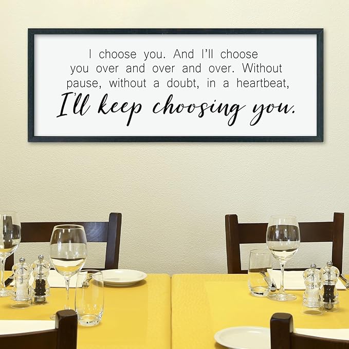 comurdyo I'll Keep Choosing You Sign 40"X15" for Master Bedroom Above Bed Wall Decor I Choose You Large Wood Framed Wall Hanging Art (Black)-Ruum Studio Home