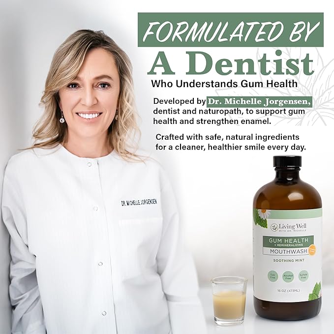 Remineralizing + Gum Health Mouthwash – Soothing Mint | Hydroxyapatite, Colloidal Silver | Alcohol-Free, Fluoride-Free, Fresh Breath Support-Ruum Studio Home