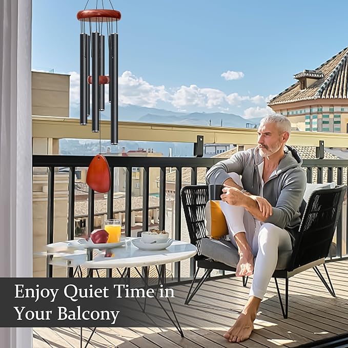 28" Black Wind Chimes for Mothers Day, Decorative Wind Chimes for Outside, Memorial Windchimes Remembrance Gift for Women Mom Grandma, Metal Windchime Outdoor Decor for Garden Patio Zen-Ruum Studio Home