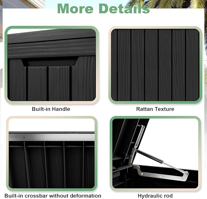 DRATO 80 Gallon Deck Box, Outdoor Storage Box for Patio Furniture, Patio Cushions, Gardening Tools, Pool Supplies 480lbs Weight Capacity,Waterproof Resin Storage Boxes-Ruum Studio Home