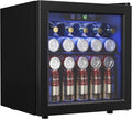 48 Can Beverage Refrigerator Cooler, Mini Fridge Glass Door with Adjustable Shelves, Freestanding Beverage Fridge with Blue LED for Home/Office/Dorm/Bar, 1.3 Cu.ft-Ruum Studio Home