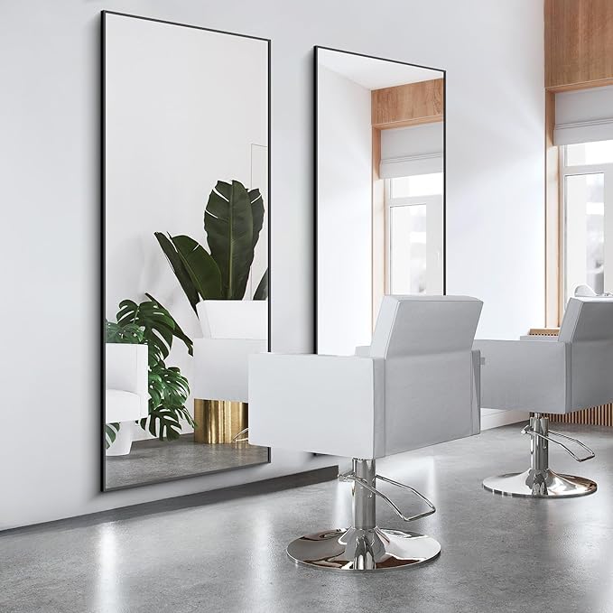 30x72inch Bathroom Mirror, Black Rectangle Mirror with Thin Frame, Large Rectangular Wall Mirror for Bathroom, Living Roomm, Hair Salon, Big Farmehouse Mirror Hang Horizontal/Vertical-Ruum Studio Home