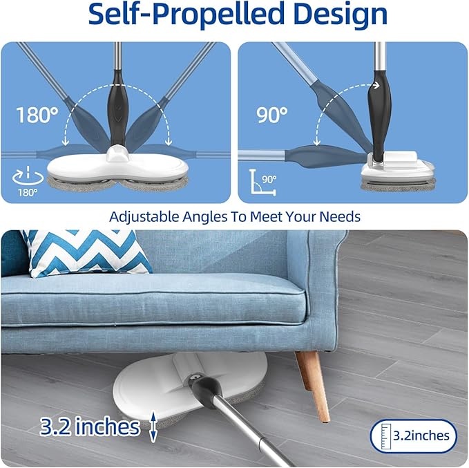 Electric Mop for Floor Cleaning, As Seen On TV, Cordless Spin Mopper Motorised Electric Mops for Hardwood Tile Laminate Floor Daily Light Cleaning (No Water Tank)-Ruum Studio Home