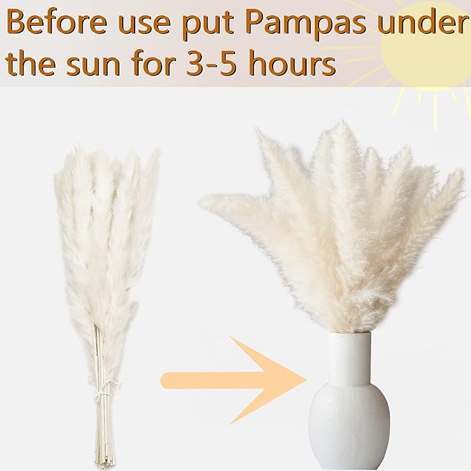 130 PCS Dried Pampas Grass Bouquet, Boho Table Decor, Bunny Tails Dried Flowers, Brown Pampas, Fluffy Pompas, White Pampas Grass for Weddings, Home Decor, Rustic Parties, and Baby Shower Decorations-Ruum Studio Home