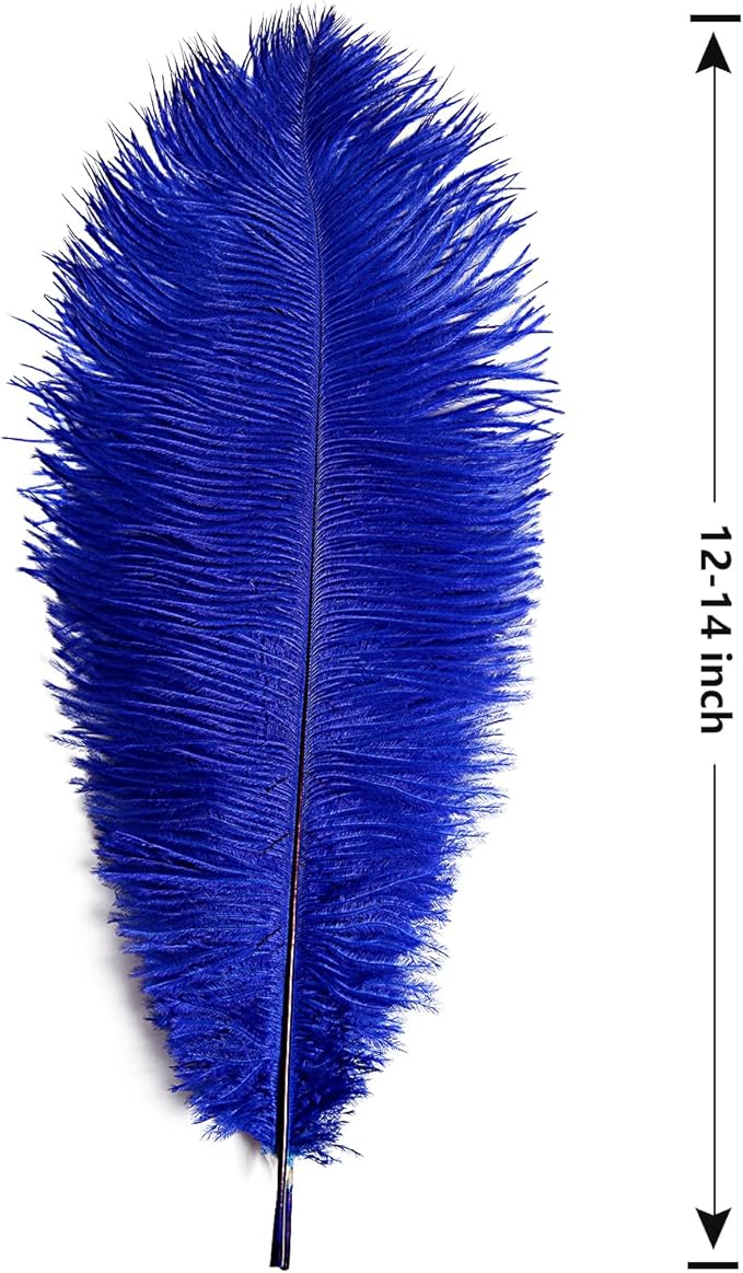 THARAHT Blue Ostrich Feathers 12pcs Large Natural Bulk 12-14Inch 30cm-35cm for Wedding Party Centerpieces Halloween and Home Decoration Feathers-Ruum Studio Home