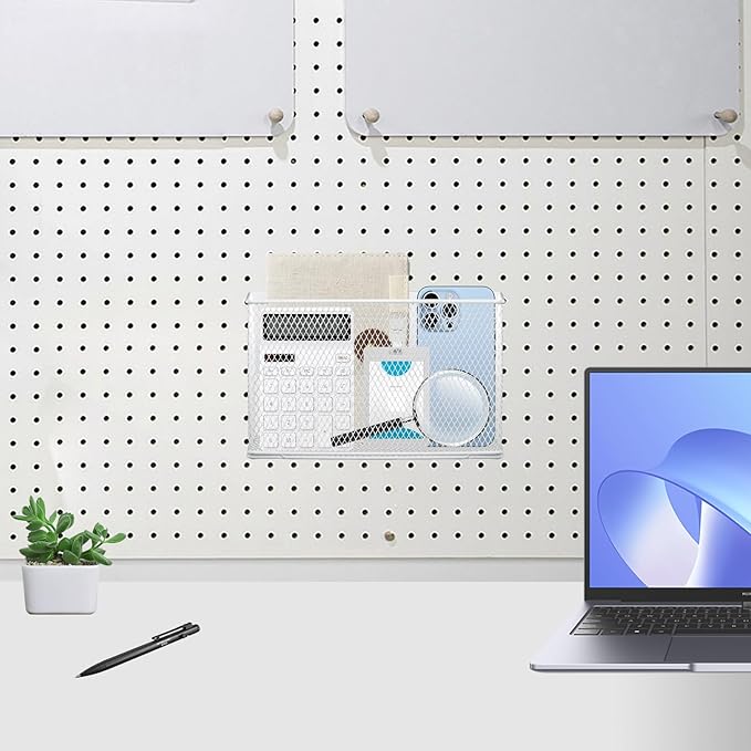 Magnetic Basket Organizer Holder for Fridge Magnetic Storage Bin Box Containers, White Magnetic Locker Organizer Holder for Kitchen Storage, Magazine, Whiteboard,10" × 3.34" ×5.9"-Ruum Studio Home