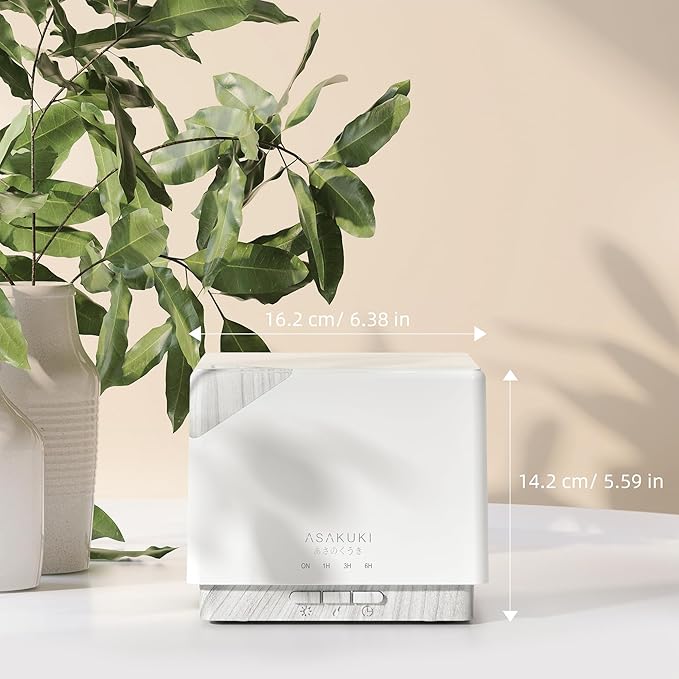 ASAKUKI 700 ml Premium Essential Oil Diffuser, 5 in 1 Ultrasonic Aromatherapy Fragrant Oil Vaporizer Humidifier, Timer and Auto-Off Safety Switch, 7 LED Light Colors-Ruum Studio Home