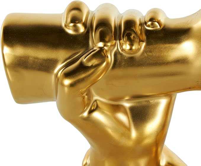 Deco 79 Ceramic Hands Decorative Sculpture Gripping Home Decor Statue, Accent Figurine 13" x 4" x 13", Gold-Ruum Studio Home