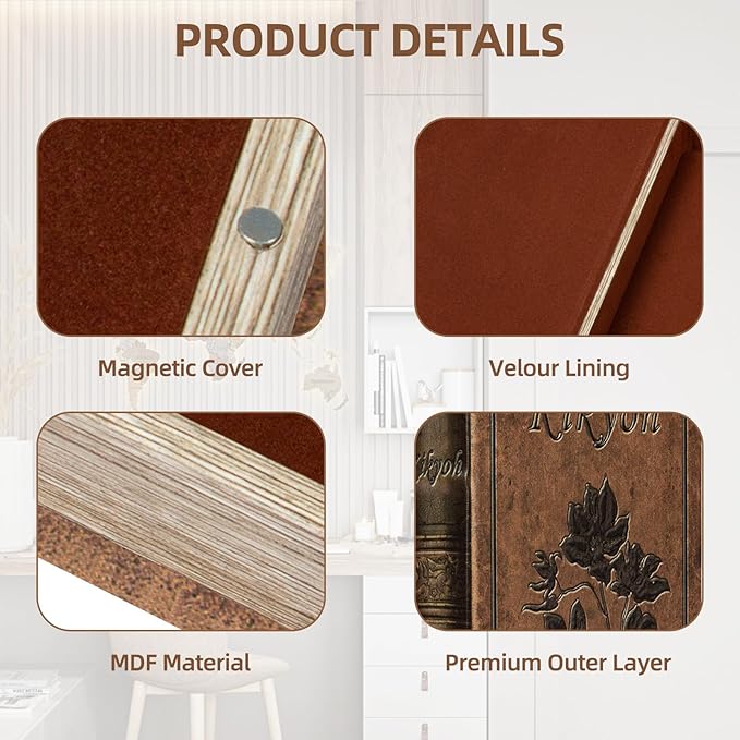 Decorative Book Box - Vintage Fake Book Storage Box for Home Décor, Secret Hollow Hidden Compartment (10x6.75x1.95 Inch) - Unique Shelf & Coffee Table Decor for Home,Graduation Gift,Birthday Gift Idea-Ruum Studio Home