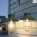 pearlstar Solar Lanterns Outdoor Metal Solar Powered Hanging Lights Waterproof for Wall Barn Yard Garden Patio Garage Balcony Porch Fence Decor, Warm White Edison Bulb (Green-2pack)-Ruum Studio Home