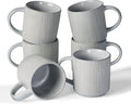 famiware Coffee Mug Set for 6, Star 12 oz Catering Mugs Cup Set with Handle for Coffee, Tea, Cocoa, Milk - Ceramic Stoneware Drinkware Set, Matte Grey-Ruum Studio Home
