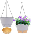 QCQHDU 2 Pack Hanging Planters for Indoor Outdoor Plants, 8 Inch Hanging Baskets Flower Pots with Reservoir Tray & Visible Water-Level-Ruum Studio Home