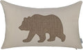 Lumbar Pillow Covers 12x20 Inches Bear Decorative Cotton Linen Throw Lumbar Waist Embroidered Cushions Covers for Couch Sofa Bedroom (Khaki)-Ruum Studio Home