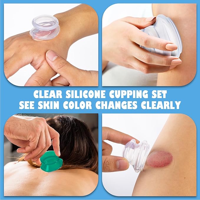 15Pcs Cupping Therapy Set-Professional Silicone Cupping, Suitable for Facial Body Massage/Deep Myofascial Release/Pain Relief/Muscle Relaxation & More (Green,15pcs)-Ruum Studio Home