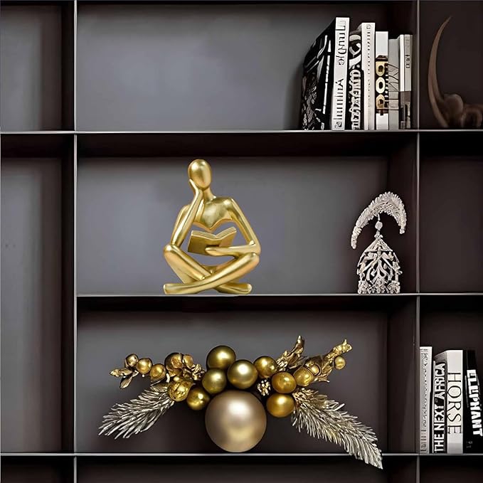 Bookshelf Decor Thinker Statue - Abstract Style Thinker Sculptures Modern Aesthetic Figurine Decoration Statues for Home Decor-Zuo Si-Gold-Ruum Studio Home