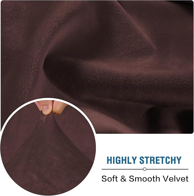H.VERSAILTEX Velvet Stretch Individual Couch Cushion Cover Plush Cushion Slipcover for Loveseat Sofa Cushion Furniture Protector Seat Cushion Sofa Cover (1 Piece Sofa Cushion Cover, Brown)-Ruum Studio Home