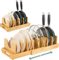 Bamboo Pot Lid Organizer, Adjustable Kitchen Organizer for Cabinet, Expandable Pot and Pan Storage Rack, Kitchen Organization for Lids, Bakeware, and Cutting Boards-Ruum Studio Home