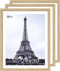 VCK 24x30 Oak Wood Frame for Poster & Picture, Natural Solid Wood Photo Frames 3 Pack, Wall Mounting Hanging-Ruum Studio Home