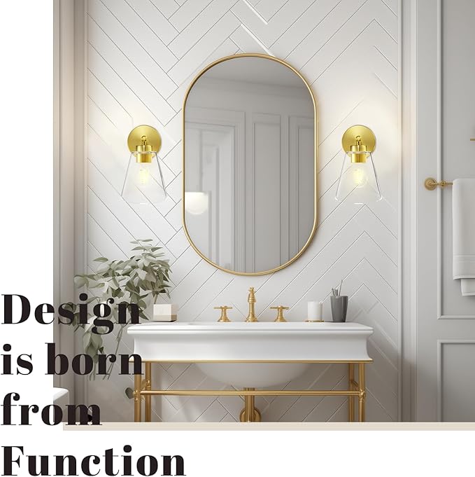 Hamilyeah Gold Wall Sconces Set of 2, Bathroom Sconce Lighting Fixtures, Modern Industrial Sconces Wall Lighting Indoor, Brass Wall Lamps for Bedroom Living Room Kitchen Over Sink Hallway-Ruum Studio Home
