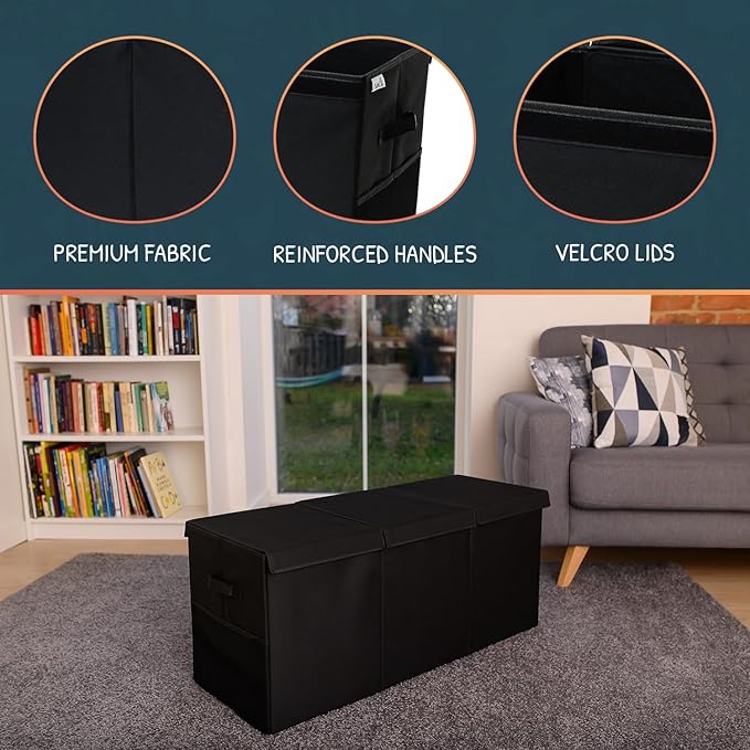 Extra Large Toy Storage Organizer with Lid - Sturdy, Collapsible Toy Chest Storage Box Design - Toys Bin with Dividers for Kids, Nursery, Bedroom, Playroom 37"x16"x14"-Ruum Studio Home