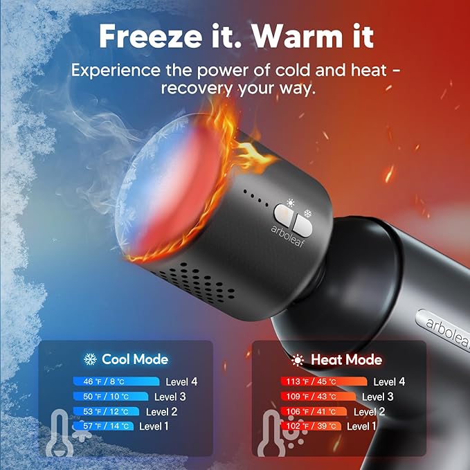 arboleaf Thermacool Massage Gun with Heat and Cold, 6 Speeds Muscle Massage Gun Deep Tissue with Case, Powerful Percussion Massager for Home Gym Office Muscle Back Pain Relief, Gift-Ruum Studio Home