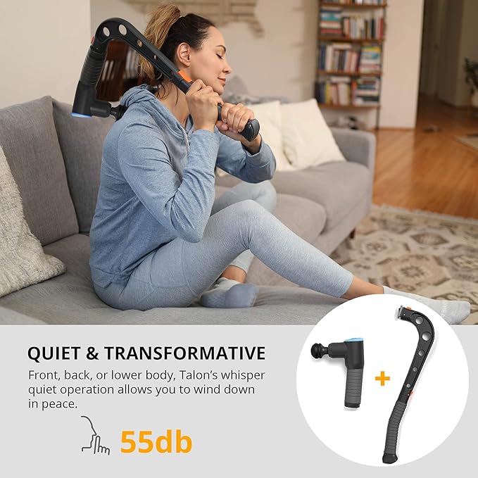 Talon Percussion Massage Gun + Massage Cane + Gun Holder System - Deep Tissue Muscle Massager with Arm Attachment for Whole Body Pain Relief, Upper and Lower Back, Neck & Shoulder Relaxer-Ruum Studio Home