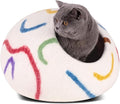 MEOWFIA Cat Cave – Premium Felt Cat Bed for Indoor Cats, Handmade 100% Merino Wool (Large, Ivory Rainbow)-Ruum Studio Home
