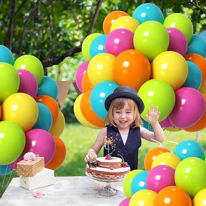 Tropical Balloons 12 Inch Summer Hawaiian Hot Pink Orange Teal Yellow Green Colorful Latex Party Balloon Multicolor for Luau Pool Aloha Beach Birthday Baby Shower Wedding Party Decoration-Ruum Studio Home