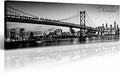 DJSYLIFE- Philadelphia Skyline Wall Art,Black and White Stretched Canvas Wall Art Prints for Bedroom or Office Decoration, Ready to Hang 13.8"x47.3"-Ruum Studio Home