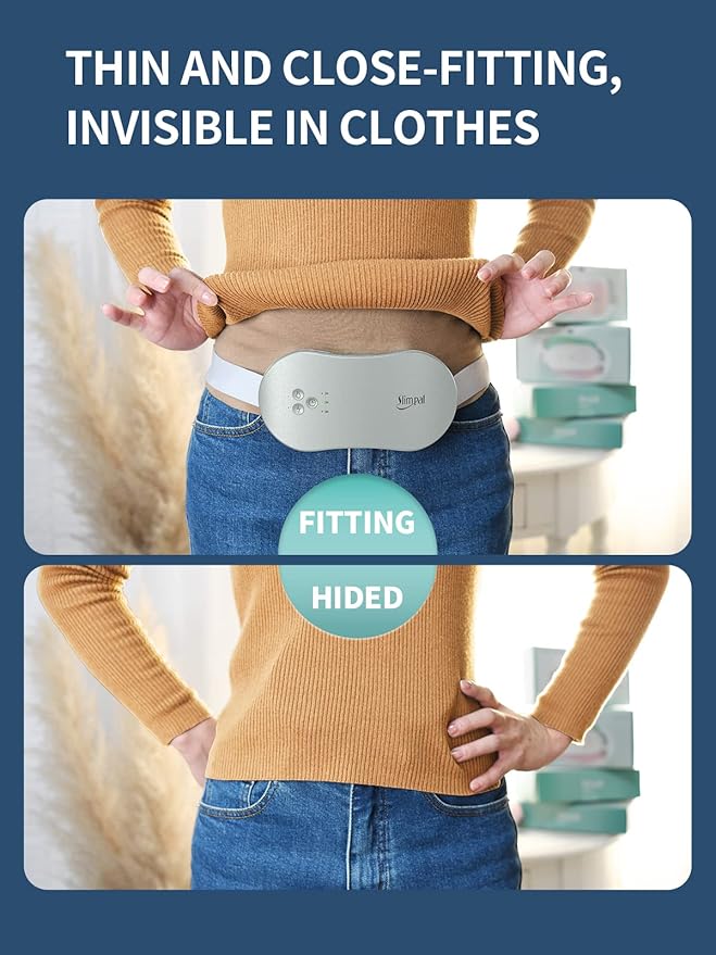 Slimpal Period Heating Pad for Cramps, FSA HSA Eligible, Portable Heat Pad for Menstrual Cramp Relief, Electric Cordless Heating Belt, 3 Timer Auto Off, Gifts for Women Girl, Light Grey-Ruum Studio Home