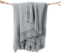 lifein Throw Blanket for Couch, Soft Boho Decor Bed Throw,Cozy Grey Knitted Chenille Small Farmhouse Lightweight Throw for Spring(Light Grey,50 * 60")-Ruum Studio Home