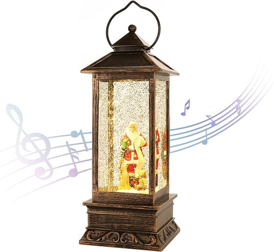 House & Garden Decoration,Christmas Lantern with 8 Pieces of Music,Sparkling Crystal Keep Circling Around The Snowman Families Music Box as a (Santa Claus)-Ruum Studio Home