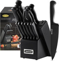 McCook® Knife Sets,German Stainless Steel Knife Block Sets with Built-in Sharpener, Black-Ruum Studio Home