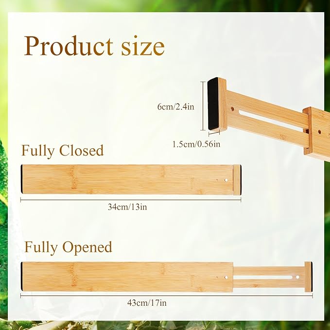 7 Pcs Adjustable Bamboo Drawer Dividers Expandable Drawer Organizers Cutlery Tray Spring Separators Organization for Kitchen Bedroom Bathroom Dresser Office-Ruum Studio Home