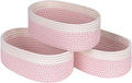 Off White&Mixed Pink Shelf Basket to Store and Organize Household Items/Baskets&Bins for Daily Storage &Organizing/Woven Rope Basket for Bedroom,Playroom/Small Oval-13x8.66x5.11’’,3 Packs-Ruum Studio Home