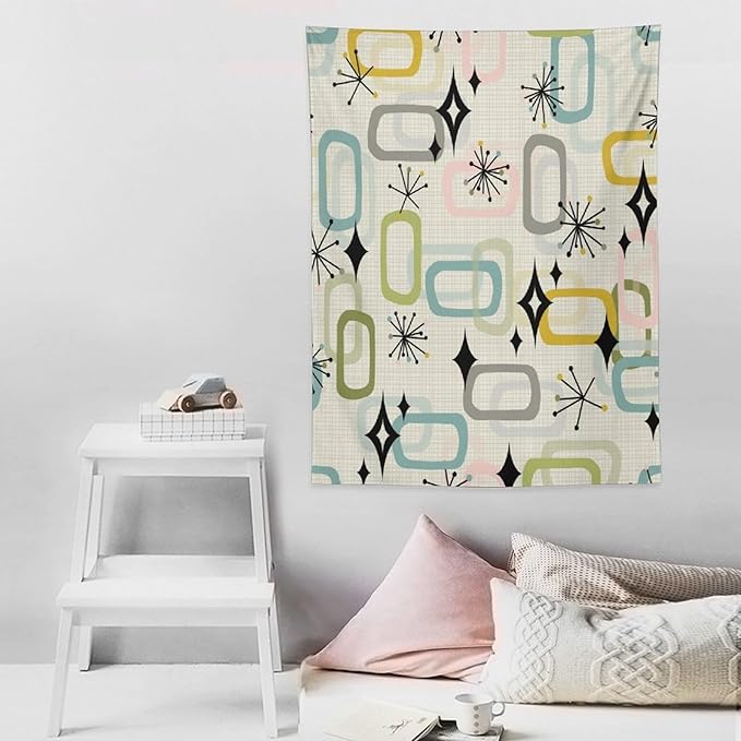 ICMOLYYENLO Boho Medieval Cat Tapestry, Abstract Atomic Starburst Geometric Aesthetic Art Wall Hanging For Bedroom Living Room Dormitory 50x60 Inches-Ruum Studio Home