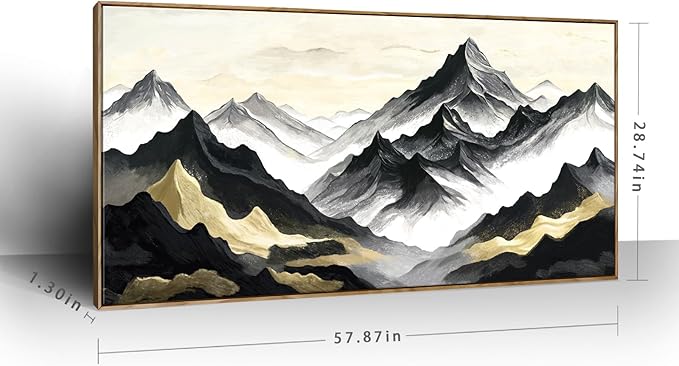 amatop Framed Extra Large Wall Art for Office Abstract Mountain Motivational Canvas Print Black and White Landscape Picture Zen Nature Giant Artwork for Contemporary Living Room Bedroom Decor 58x29 Inch-Ruum Studio Home