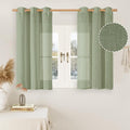 LAMIT Short Linen Curtains 40 inches Long for Small Window, Bronze Grommet Linen Drapes Light Filtering Sheer Window Curtains for Kitchen/Cafe, 2 Panels (34 x 40 Inch, Sage Green)-Ruum Studio Home