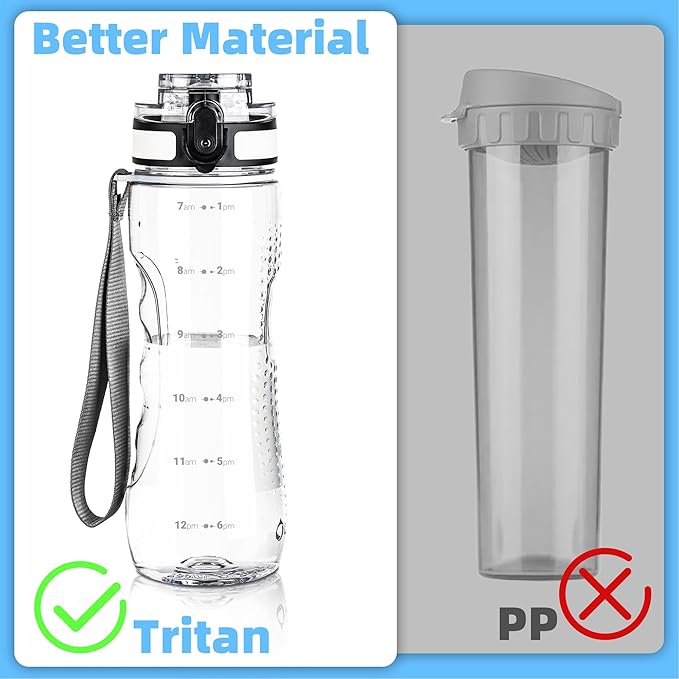 OLDLEY 25 oz Water Bottle, Motivational Water Bottle with Time Marker, Sports Water Bottle With Strap, Leakproof & BPA Free Large Water Bottles for School, Gym, Travel, Outdoor, Tritan,Transparent-Ruum Studio Home